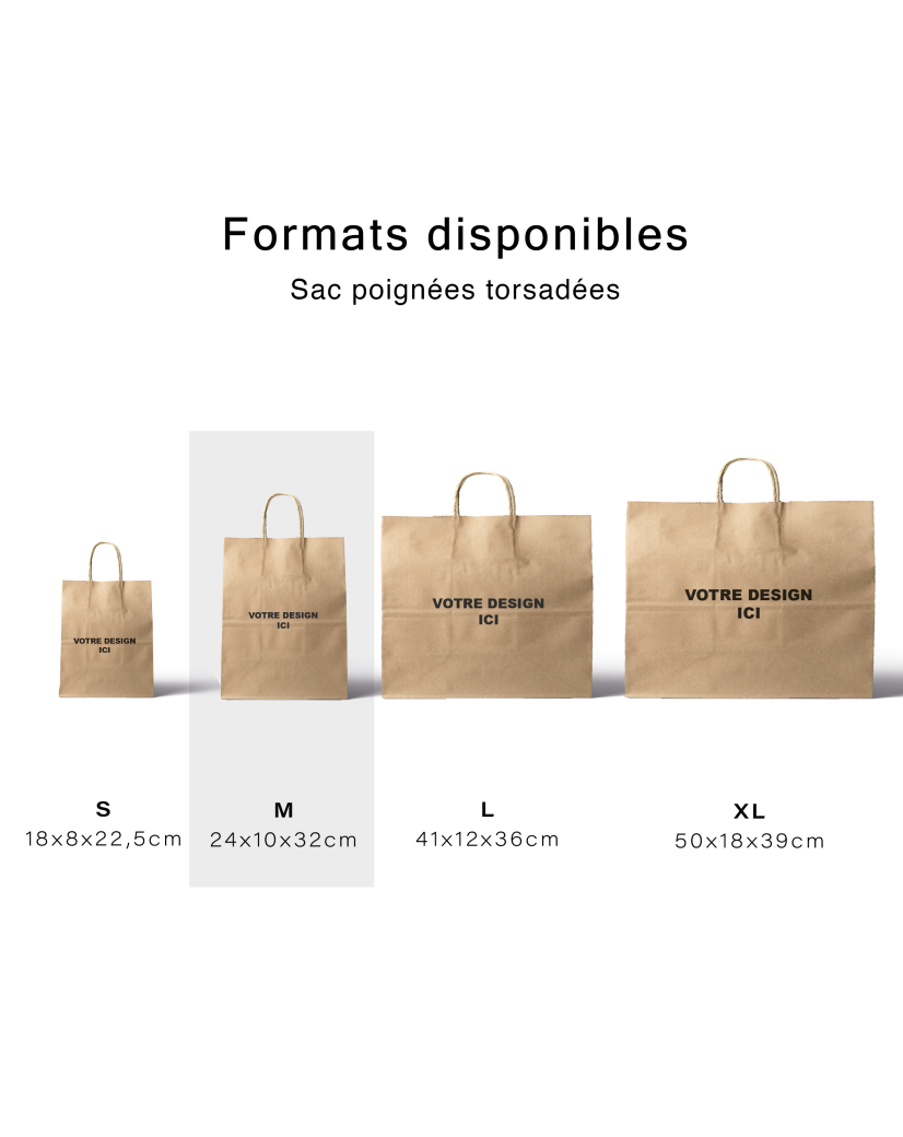 Sac poignées torsadées - Kraft brun