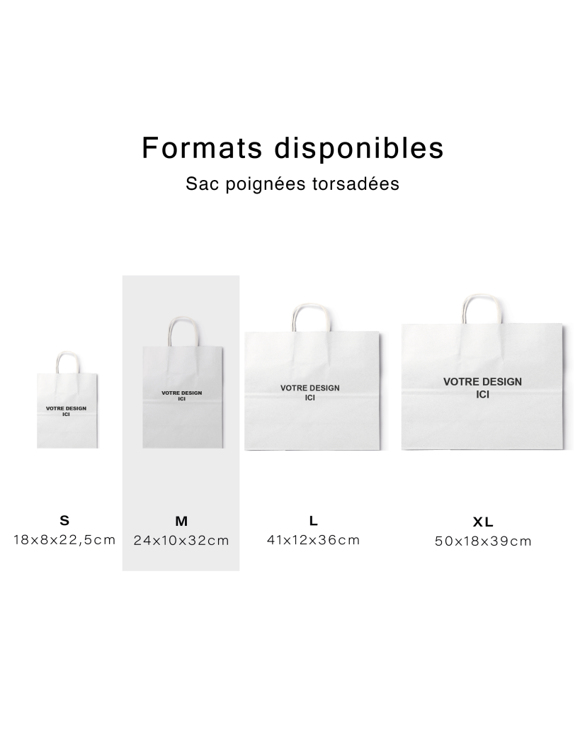 Sac poignées plates blanc