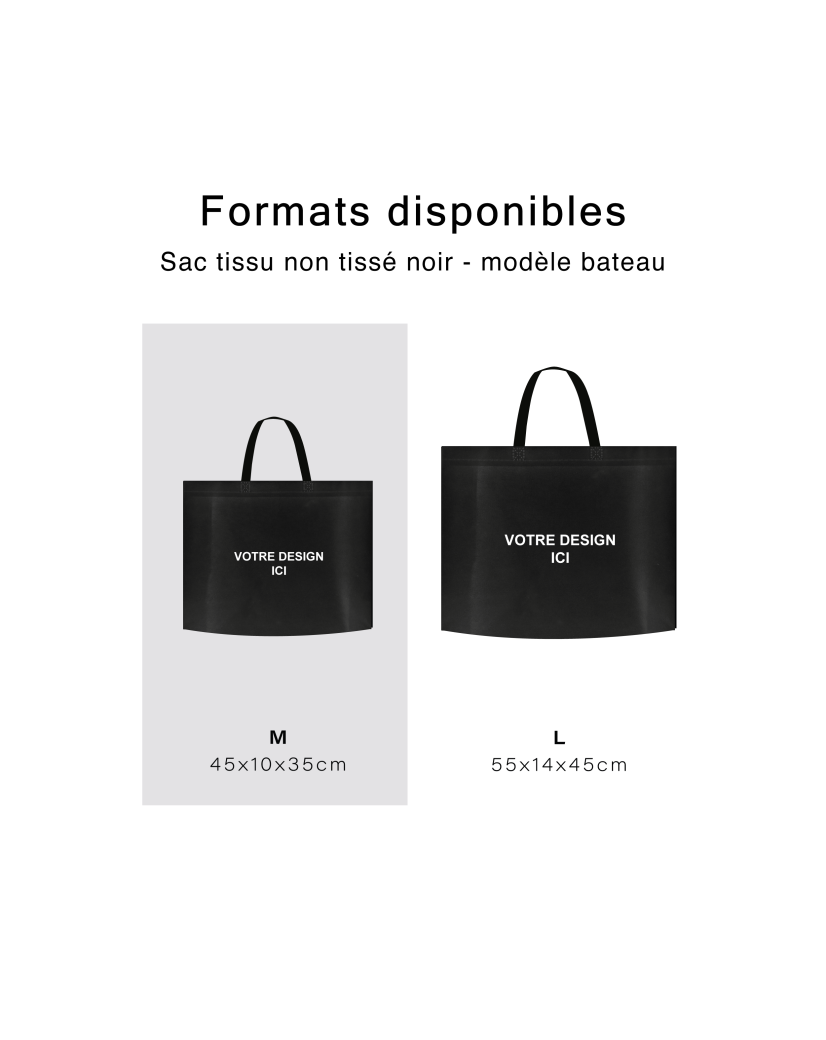 BLACK NON-WOVEN FABRIC BAG - MODEL BATEAU M