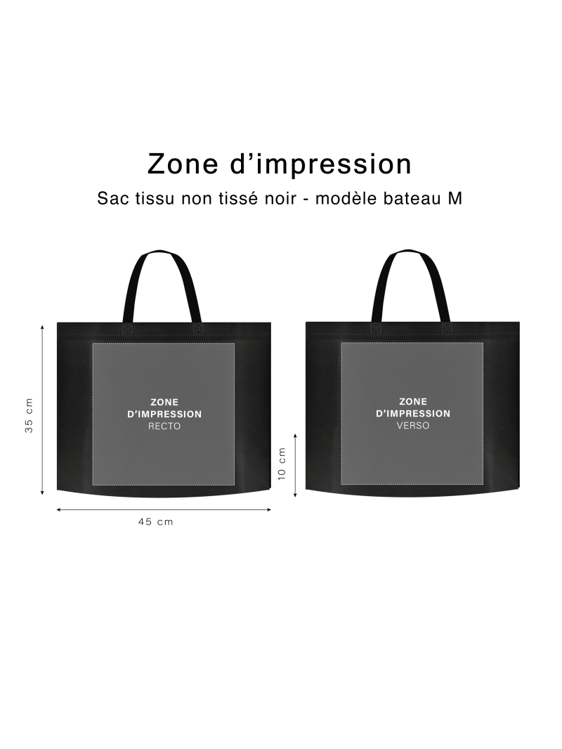 SAC TISSU NON TISSE NOIR - MODÈLE BATEAU M