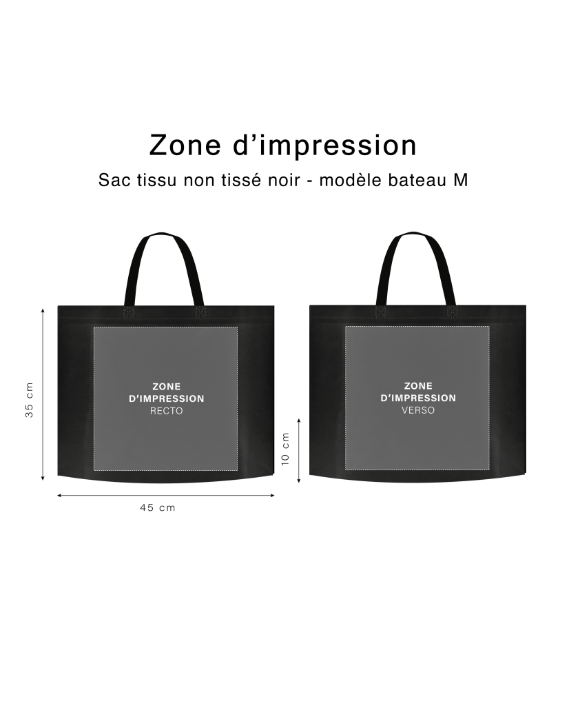 SAC TISSU NON TISSE NOIR - MODÈLE BATEAU M