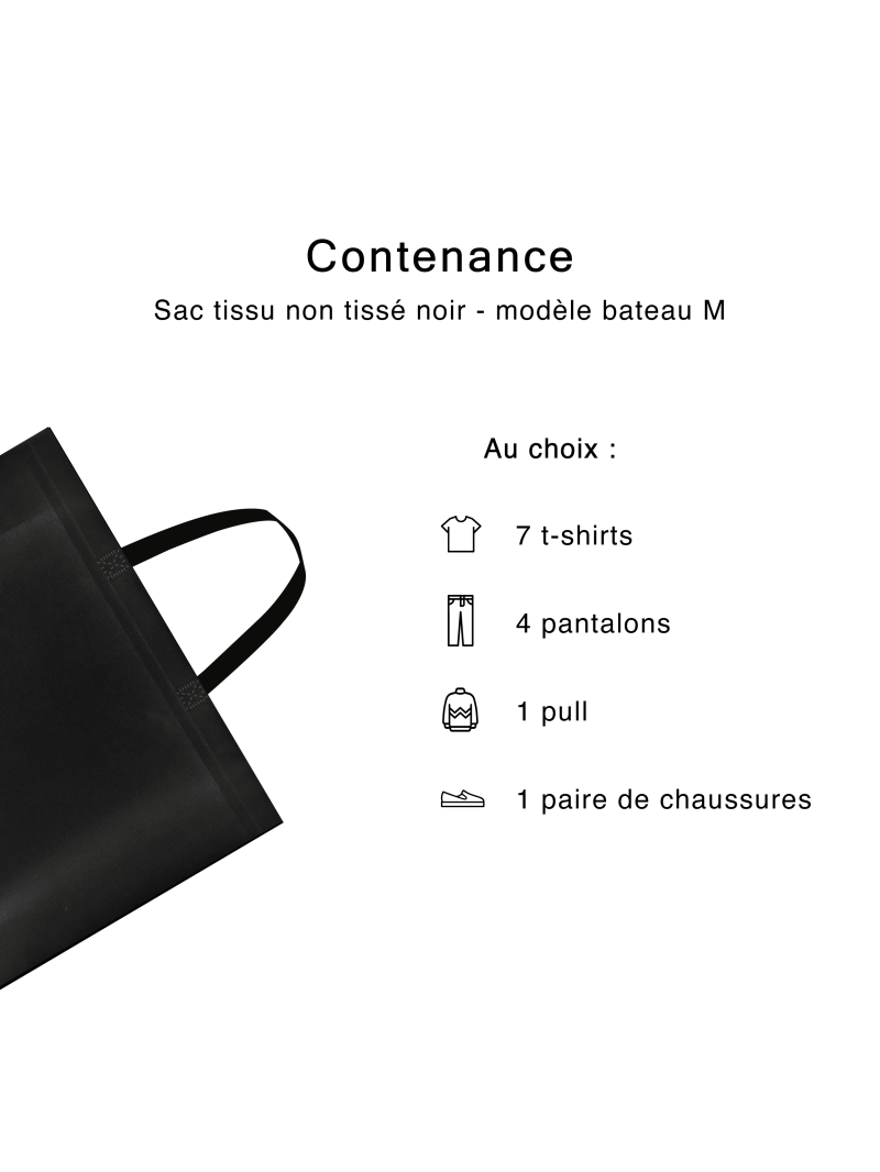 SAC TISSU NON TISSE NOIR - MODÈLE BATEAU M