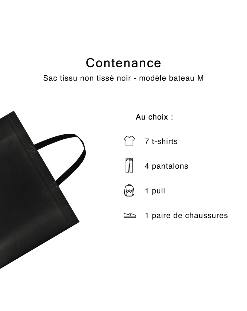 SAC TISSU NON TISSE NOIR - MODÈLE BATEAU M