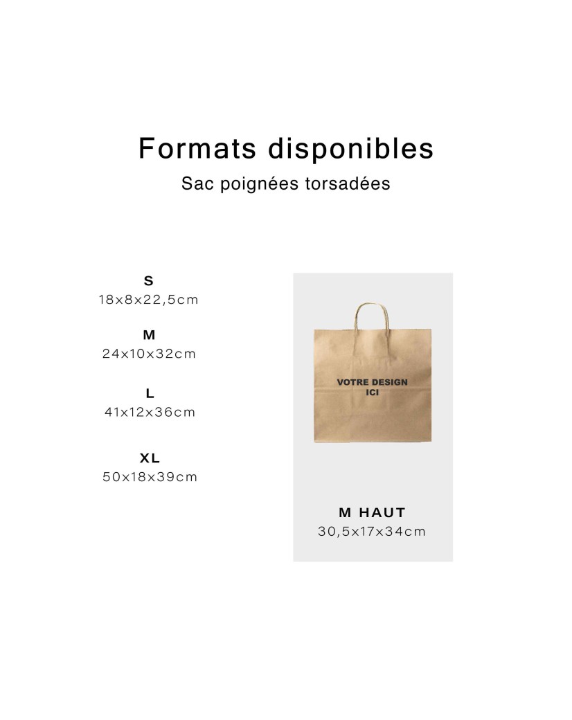 Sac poignée torsadée - Kraft M HAUT