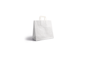 Sac poignée plate - Blanc snack takeaway sans impression