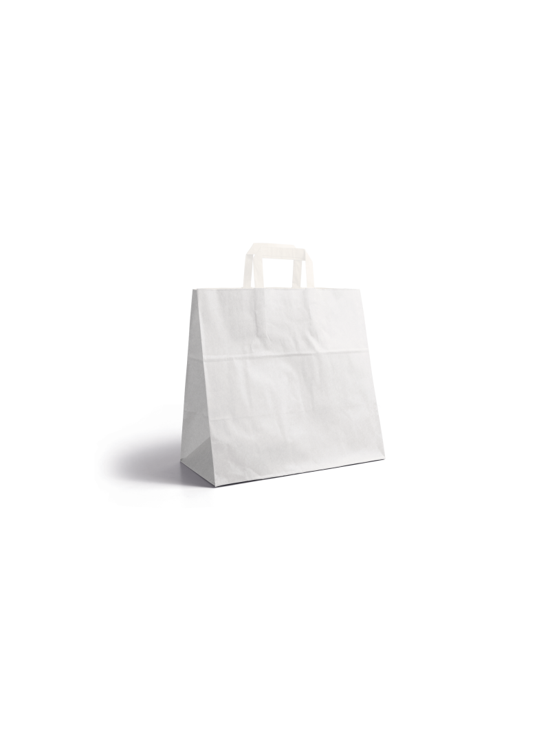 Sac poignée plate - Blanc snack takeaway sans impression