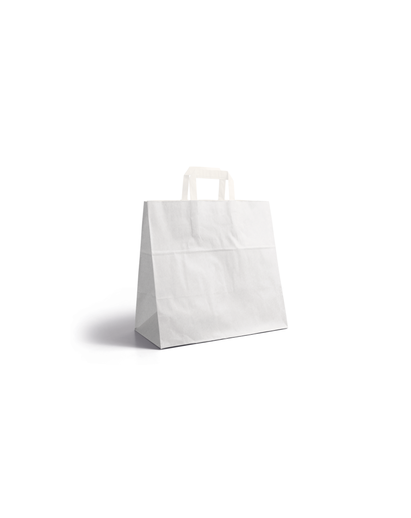 Sac poignée plate - Blanc snack takeaway sans impression