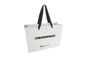 Luxury paper bags - White L - Ribbon handles