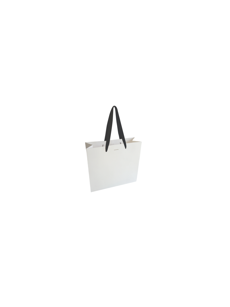 Bolsa de papel de lujo con asa de cinta - Blanca XS