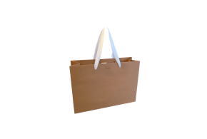 Sac papier Luxe poignée ruban blanc - Kraft M sans impression