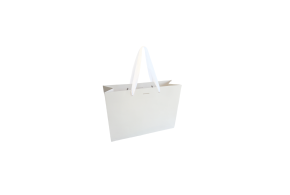 Sac papier Luxe blanc poignée ruban blanc - Blanc S sans impression