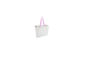 Sac papier Luxe poignée ruban rose - Blanc XS sans impression