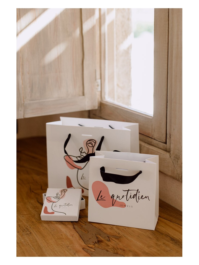 Bolsa de papel de lujo con asa de cinta - Blanca XS