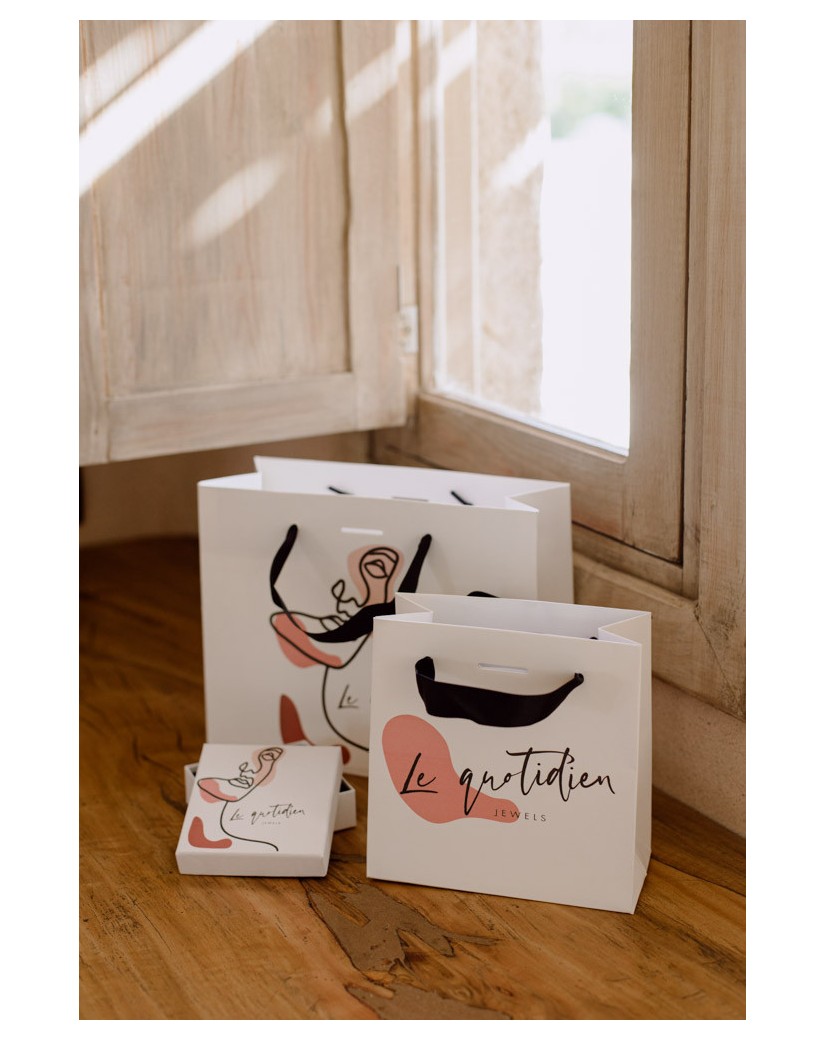 Bolsa de papel de lujo con asa de cinta - Blanca XS