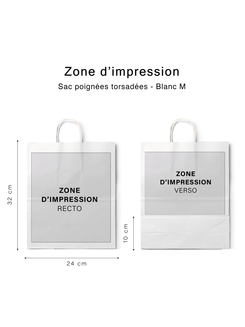 Bolsa con asas retorcidas - Kraft blanco