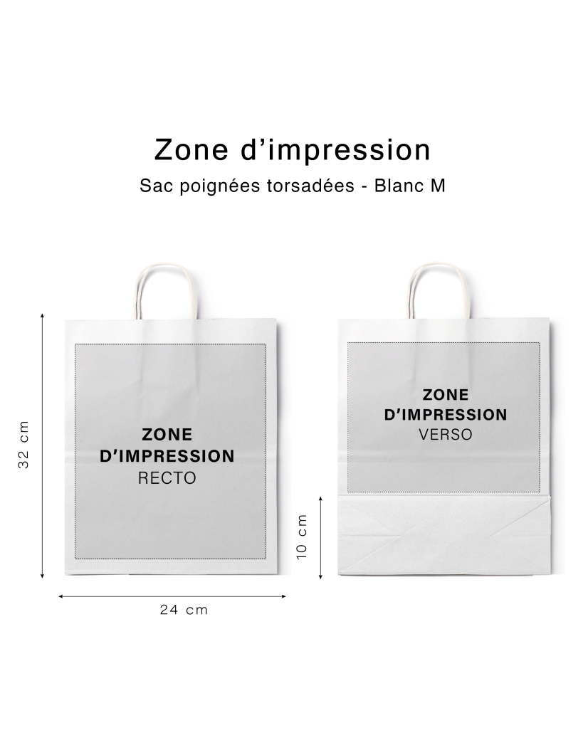 Bolsa con asas retorcidas - Kraft blanco