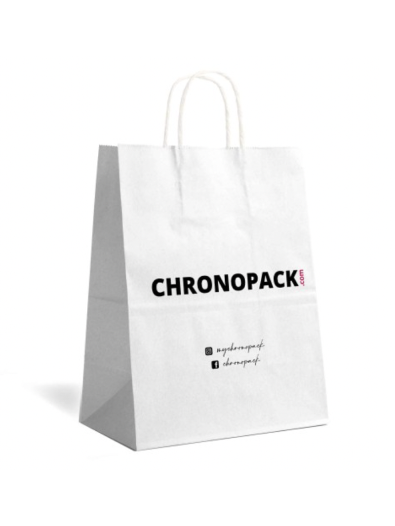 large paper bag cheap white logo printed delivered quickly in small quantities in stock