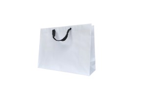 Sac Papier Blanc Poignée Ruban Noir