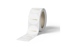 Round label - White (gold/silver logo)