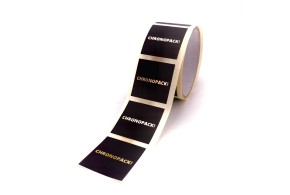 Quadratisches Etikett - Schwarz (Gold-/Silber-Logo)